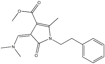 methyl 3-[(Z)-(dimethylamino)methylidene]-5-methyl-2-oxo-1-phenethyl-1,2-dihydro-3H-pyrrole-4-carboxylate Struktur