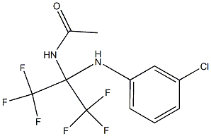 N1-[1-(3-chloroanilino)-2,2,2-trifluoro-1-(trifluoromethyl)ethyl]acetamide Struktur