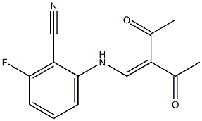 2-[(2-acetyl-3-oxobut-1-enyl)amino]-6-fluorobenzonitrile Struktur