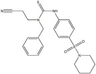 N-benzyl-N-(2-cyanoethyl)-N'-[4-(piperidinosulfonyl)phenyl]thiourea Struktur