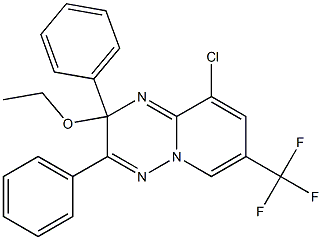 9-chloro-2-ethoxy-2,3-diphenyl-7-(trifluoromethyl)-2H-pyrido[1,2-b][1,2,4]t riazine Struktur