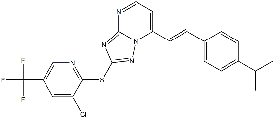 2-{[3-chloro-5-(trifluoromethyl)-2-pyridinyl]sulfanyl}-7-(4-isopropylstyryl)[1,2,4]triazolo[1,5-a]pyrimidine Struktur