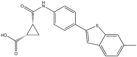 (1S,2R)-2-{[4-(6-methyl-1-benzothiophen-2-yl)anilino]carbonyl}cyclopropanecarboxylic acid Struktur