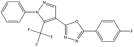 2-(4-fluorophenyl)-5-[1-phenyl-5-(trifluoromethyl)-1H-pyrazol-4-yl]-1,3,4-oxadiazole Struktur