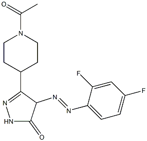 3-(1-acetyl-4-piperidyl)-4-[2-(2,4-difluorophenyl)diaz-1-enyl]-4,5-dihydro-1H-pyrazol-5-one Struktur