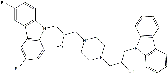 1-(9H-9-carbazolyl)-3-{4-[3-(3,6-dibromo-9H-9-carbazolyl)-2-hydroxypropyl]piperazino}-2-propanol Struktur