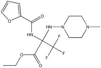 ethyl 3,3,3-trifluoro-2-[(2-furylcarbonyl)amino]-2-[(4-methylpiperazino)amino]propanoate Struktur