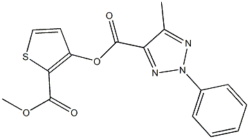 2-(methoxycarbonyl)-3-thienyl 5-methyl-2-phenyl-2H-1,2,3-triazole-4-carboxylate Struktur