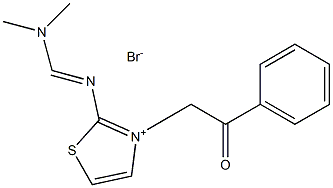 2-{[(dimethylamino)methylidene]amino}-3-(2-oxo-2-phenylethyl)-1,3-thiazol-3-ium bromide Struktur