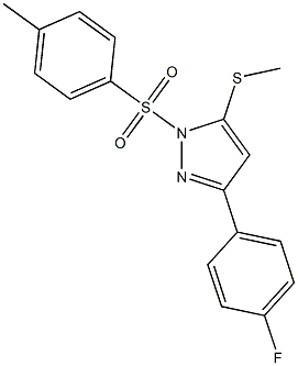 3-(4-fluorophenyl)-1-[(4-methylphenyl)sulfonyl]-5-(methylthio)-1H-pyrazole Struktur