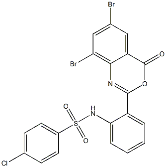 N1-[2-(6,8-dibromo-4-oxo-4H-3,1-benzoxazin-2-yl)phenyl]-4-chlorobenzene-1-s ulfonamide Struktur