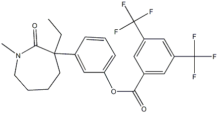 3-(3-ethyl-1-methyl-2-oxoazepan-3-yl)phenyl 3,5-di(trifluoromethyl)benzoate Struktur