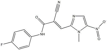 N1-(4-fluorophenyl)-2-cyano-3-(1-methyl-5-nitro-1H-imidazol-2-yl)acrylamide Struktur