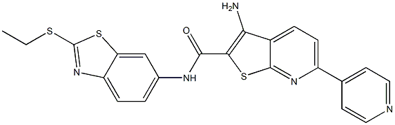 3-amino-N-[2-(ethylsulfanyl)-1,3-benzothiazol-6-yl]-6-(4-pyridinyl)thieno[2,3-b]pyridine-2-carboxamide Struktur