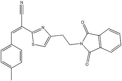 (Z)-2-{4-[2-(1,3-dioxo-1,3-dihydro-2H-isoindol-2-yl)ethyl]-1,3-thiazol-2-yl}-3-(4-methylphenyl)-2-propenenitrile Struktur