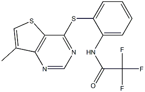 N1-{2-[(7-methylthieno[3,2-d]pyrimidin-4-yl)thio]phenyl}-2,2,2-trifluoroacetamide Struktur