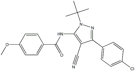 N-[1-(tert-butyl)-3-(4-chlorophenyl)-4-cyano-1H-pyrazol-5-yl]-4-methoxybenzenecarboxamide Struktur