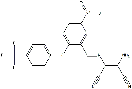 (Z)-2-amino-3-[((E)-{5-nitro-2-[4-(trifluoromethyl)phenoxy]phenyl}methylidene)amino]-2-butenedinitrile Struktur