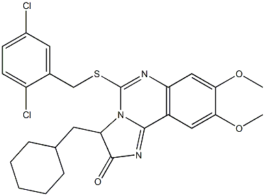 3-(cyclohexylmethyl)-5-[(2,5-dichlorobenzyl)sulfanyl]-8,9-dimethoxyimidazo[1,2-c]quinazolin-2(3H)-one Struktur