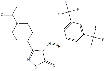 3-(1-acetyl-4-piperidyl)-4-{2-[3,5-di(trifluoromethyl)phenyl]diaz-1-enyl}-4,5-dihydro-1H-pyrazol-5-one Struktur