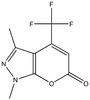 1,3-dimethyl-4-(trifluoromethyl)-1,6-dihydropyrano[2,3-c]pyrazol-6-one Struktur