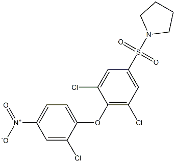 1-{[3,5-dichloro-4-(2-chloro-4-nitrophenoxy)phenyl]sulfonyl}pyrrolidine Struktur