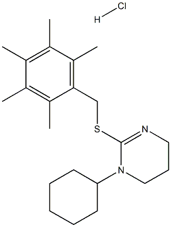 1-cyclohexyl-2-[(2,3,4,5,6-pentamethylbenzyl)thio]-1,4,5,6-tetrahydropyrimidine hydrochloride Struktur