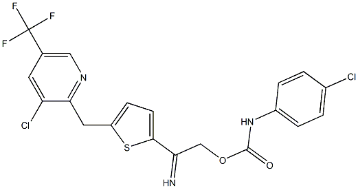 3-chloro-2-{[5-({[(4-chloroanilino)carbonyl]oxy}ethanimidoyl)-2-thienyl]methyl}-5-(trifluoromethyl)pyridine Struktur