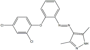 4-{2-[2-(2,4-dichlorophenoxy)phenyl]diaz-1-enyl}-3,5-dimethyl-1H-pyrazole Struktur