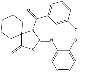 (3-chlorophenyl){2-[(2-methoxyphenyl)imino]-4-methylidene-3-thia-1-azaspiro[4.5]dec-1-yl}methanone Struktur