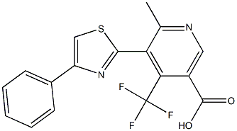 6-methyl-5-(4-phenyl-1,3-thiazol-2-yl)-4-(trifluoromethyl)nicotinic acid Struktur