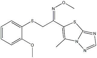 2-[(2-methoxyphenyl)sulfanyl]-1-(6-methyl[1,3]thiazolo[3,2-b][1,2,4]triazol-5-yl)-1-ethanone O-methyloxime Struktur