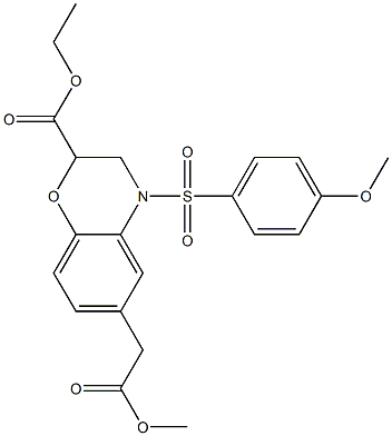 ethyl 6-(2-methoxy-2-oxoethyl)-4-[(4-methoxyphenyl)sulfonyl]-3,4-dihydro-2H-1,4-benzoxazine-2-carboxylate Struktur