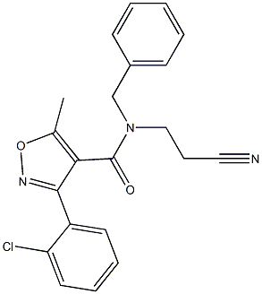 N4-benzyl-N4-(2-cyanoethyl)-3-(2-chlorophenyl)-5-methylisoxazole-4-carboxamide Struktur