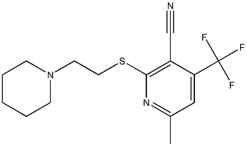 6-methyl-2-[(2-piperidinoethyl)sulfanyl]-4-(trifluoromethyl)nicotinonitrile Struktur