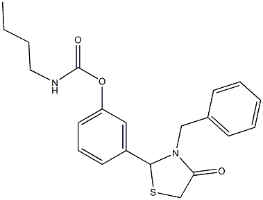 3-(3-benzyl-4-oxo-1,3-thiazolan-2-yl)phenyl N-butylcarbamate Struktur