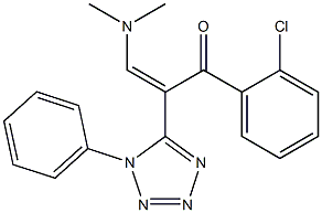 1-(2-chlorophenyl)-3-(dimethylamino)-2-(1-phenyl-1H-1,2,3,4-tetraazol-5-yl)prop-2-en-1-one Struktur