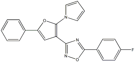 5-(4-fluorophenyl)-3-[5-phenyl-2-(1H-pyrrol-1-yl)-3-furyl]-1,2,4-oxadiazole Struktur