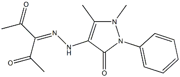 3-[2-(1,5-dimethyl-3-oxo-2-phenyl-2,3-dihydro-1H-pyrazol-4-yl)hydrazono]pentane-2,4-dione Struktur