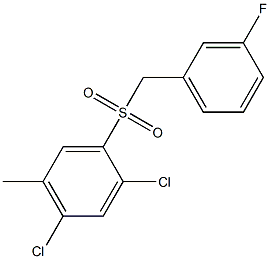 1,5-dichloro-2-[(3-fluorobenzyl)sulfonyl]-4-methylbenzene Struktur