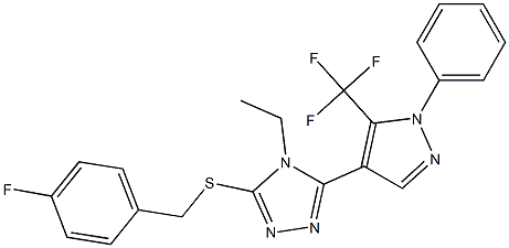 4-ethyl-3-[(4-fluorobenzyl)sulfanyl]-5-[1-phenyl-5-(trifluoromethyl)-1H-pyrazol-4-yl]-4H-1,2,4-triazole Struktur