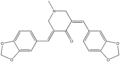 3,5-di(1,3-benzodioxol-5-ylmethylidene)-1-methylpiperidin-4-one Struktur