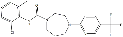 N1-(2-chloro-6-methylphenyl)-4-[5-(trifluoromethyl)-2-pyridyl]-1,4-diazepane-1-carboxamide Struktur