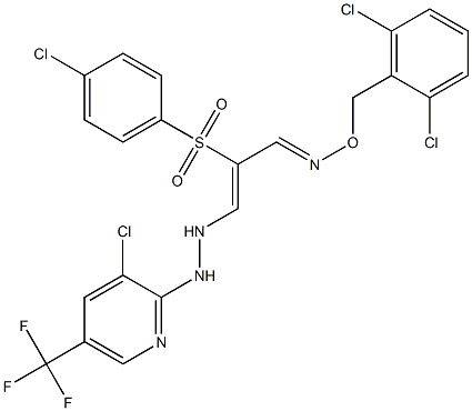 2-[(4-chlorophenyl)sulfonyl]-3-{2-[3-chloro-5-(trifluoromethyl)-2-pyridinyl]hydrazino}acrylaldehyde O-(2,6-dichlorobenzyl)oxime Struktur