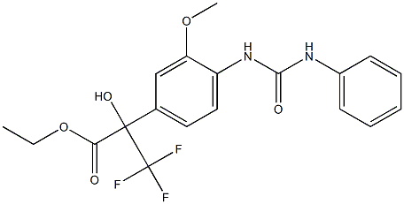 ethyl 2-{4-[(anilinocarbonyl)amino]-3-methoxyphenyl}-3,3,3-trifluoro-2-hydroxypropanoate Struktur