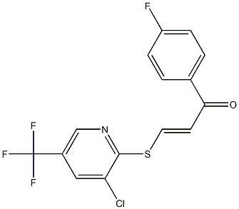 3-{[3-chloro-5-(trifluoromethyl)-2-pyridyl]thio}-1-(4-fluorophenyl)prop-2-e n-1-one Struktur