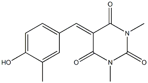 5-[(4-hydroxy-3-methylphenyl)methylene]-1,3-dimethyl-2,4,6(1H,3H,5H)-pyrimidinetrione Struktur