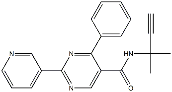 N-(1,1-dimethyl-2-propynyl)-4-phenyl-2-(3-pyridinyl)-5-pyrimidinecarboxamide Struktur