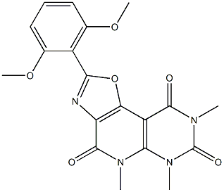 2-(2,6-dimethoxyphenyl)-5,6,8-trimethyl-4,5,6,7,8,9-hexahydropyrimido[5',4':5,6]pyrido[3,4-d][1,3]oxazole-4,7,9-trione Struktur