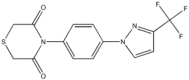 4-{4-[3-(trifluoromethyl)-1H-pyrazol-1-yl]phenyl}thiomorpholine-3,5-dione Struktur